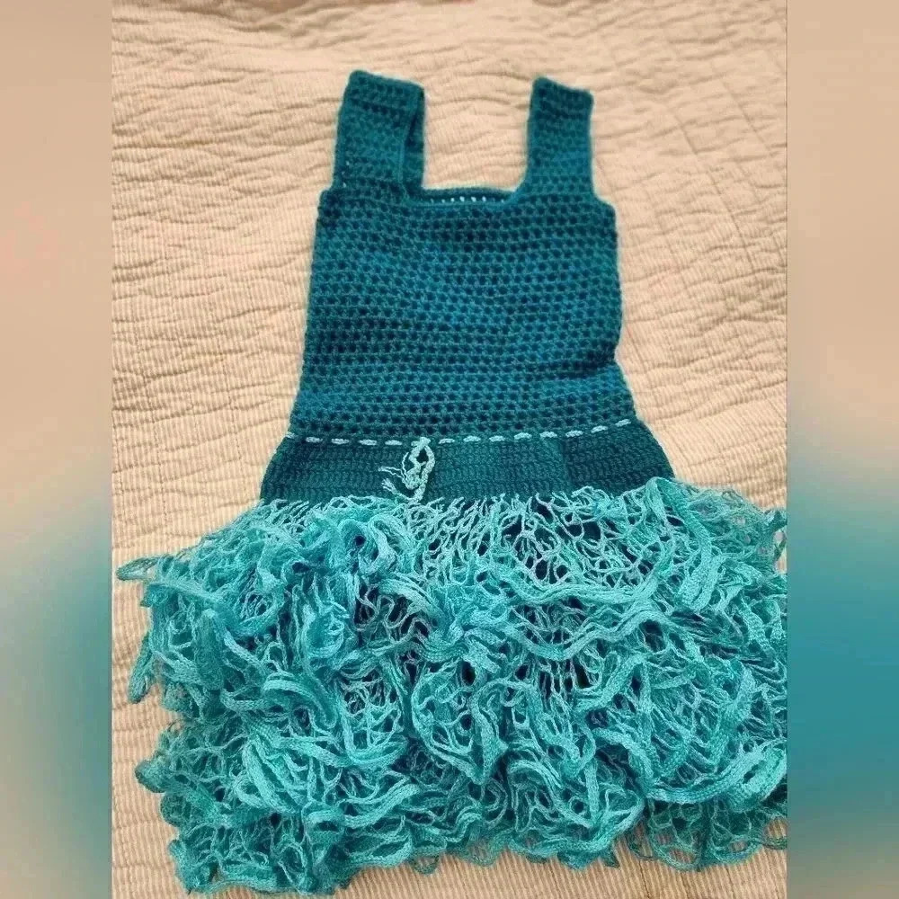 Handmade baby  girl croched mermaid dress